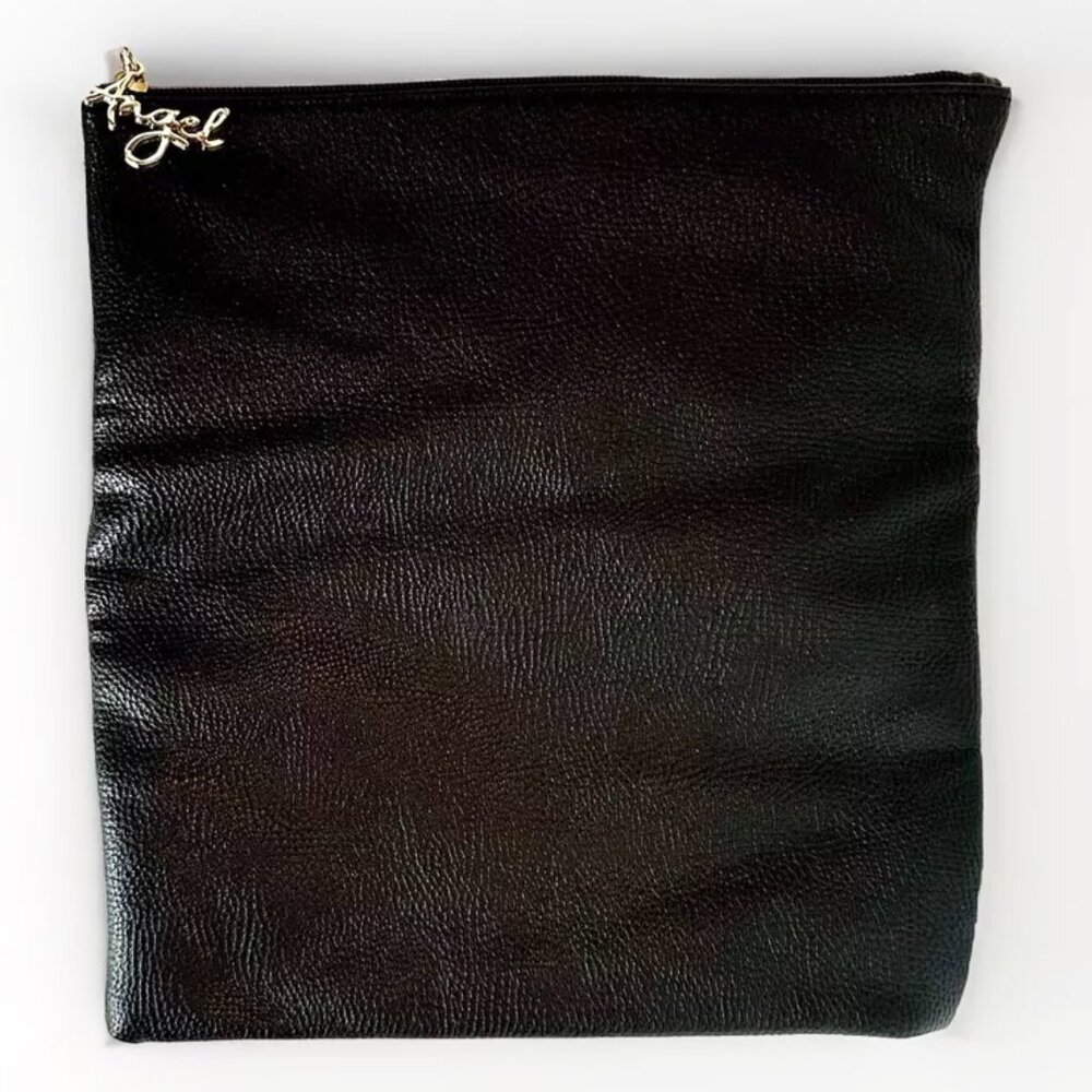 Victoria's Secret Black Pebbled Faux Leather Pouch Packing Bag Organizer NWT